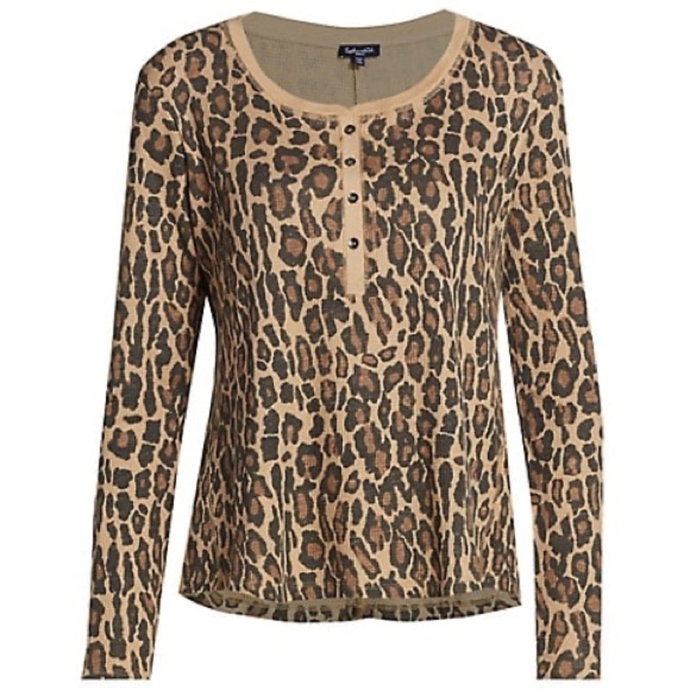 Splendid Waffle Leopard Henley